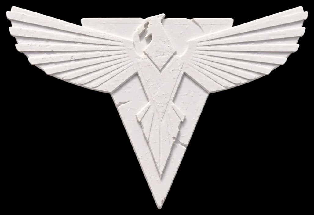 White printed winged eagle emblem